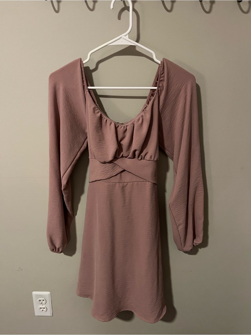 Women’s Altar’d State  Long Sleeve Scoop Neck Mini Dress in Dusty Rose
